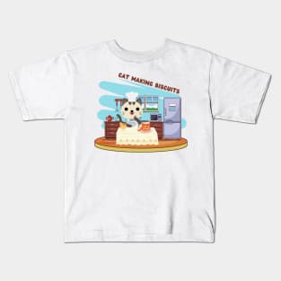 Cat Making Biscuits Kids T-Shirt